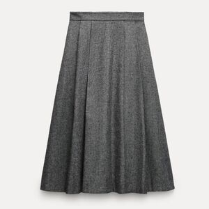 ZARA NEW MIDI PLEATED LAYERED Cape SKIRT Gray Size S